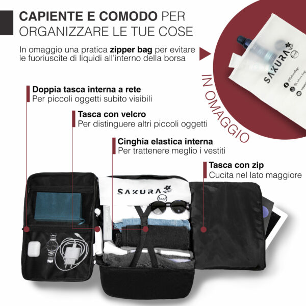 borsa valigia sakura capiente e piena di tasche funzionali
